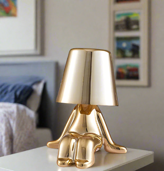 Modern Bedside Light Cute Golden Man Cordless Night Light