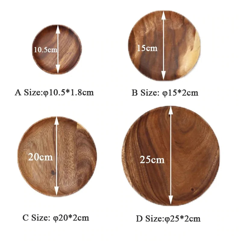 Solid Wood Round Plate