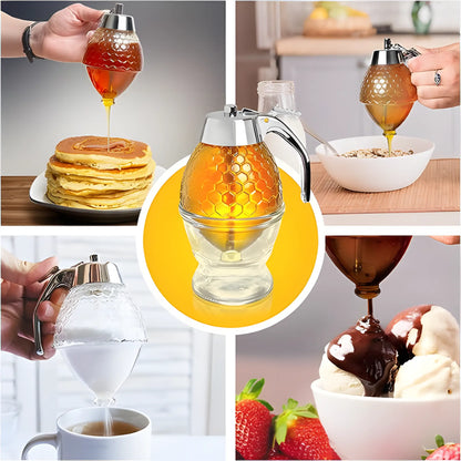 No Drip Glass Honey Dispenser with Stand